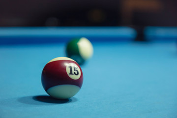 Billiard red ball. Close up