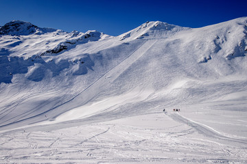 The scatterbrained slopes of Zinal. As soon as there is a lot of powder snow the whole mountain becomes a ski slope. Taken on a beautiful day in this fantastic ski area.