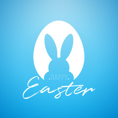 Vector Happy Easter Holiday Illustration with Rabbit Ears in Cutting Egg and HandwritingTypography Letter on Blue Background. International Celebration Design for Greeting Card, Party Invitation or