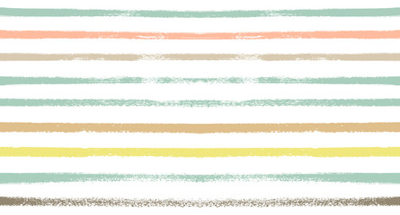 Summer Sailor Stripes Seamless Vector Pattern. Autumn Colors Textile Blue, Green, White, Purple, Brown, Gray Print. Hipster Vintage Retro Stripes Design. Creative Horizontal Banner. Watercolor Prints