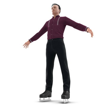 Figure skater on white. 3D illustration