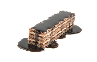 waffle in chocolate isolated on white background