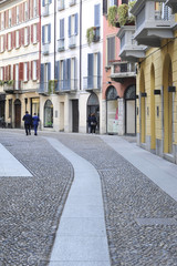 Obraz premium Italy - Milan - colorful houses in Brera district - historic neighborhood with local, restaurant and shopping area very visited from the tourist that visiting the center of the city