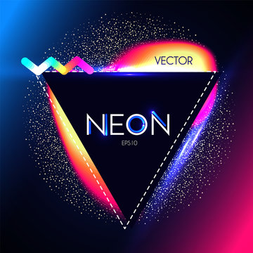 Abstract Trendy Shining Neon Banner. Colorful Cover and Poster Pemplate.