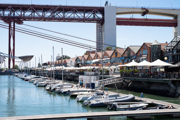 Docks tejo river Lisbon portugal bridge