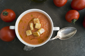 Traditional cold gazpacho soup. Spanish, Mediterranean cuisine.