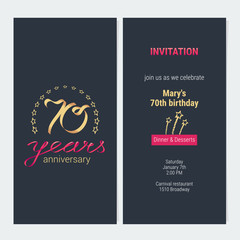 70 years anniversary invitation vector