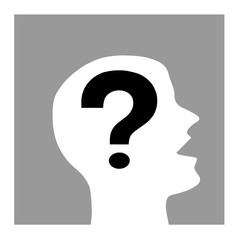 Human head with question mark