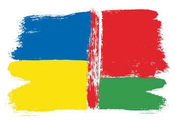Obraz premium Ukraine Flag & Belarus Flag Vector Hand Painted with Rounded Brush