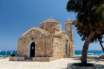 Fototapeta premium Cyprus. the town of Protaras. Mediterranean sea. Orthodox Church of the prophet Elijah