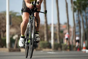 Crédence de cuisine en verre imprimé Vélo Cycling competition,cyclist athletes riding a race,racing bike during ironman competition.Racing- bike