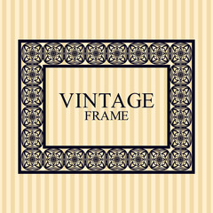 Vintage border frame with retro ornamental pattern. Template for design. Vector illustration