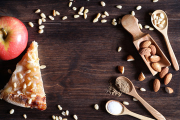 Fresh nuts on the table for breakfast with honey