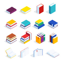 Obraz premium Set of isometric books isolated.