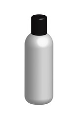 3d bottle on white background. 3d white plastic bottle. cosmetic or hygiene white gray plastic.