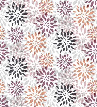 Abstract purple floral seamless vector pattern
