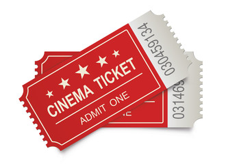 Two realistic cinema tickets on the white backgraund. Vector