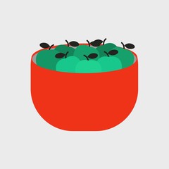 Basket Orange green apples 