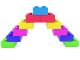 Pyramid of colorful toy bricks