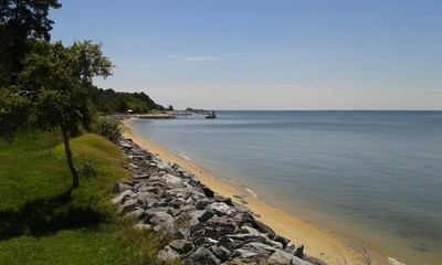 Coastline along the Chesapeake Bay at Point Lookout State Park, Maryland
