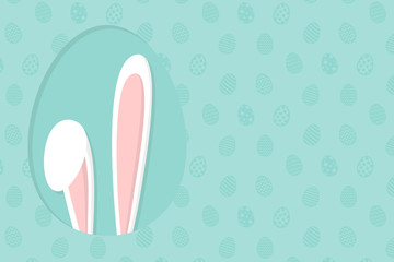 Easter bunny - background with eggs and copyspace. Template of a banner. Vector.