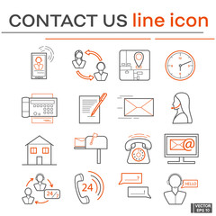 Set of icons, contact us.
