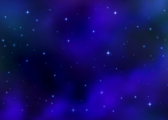 Naklejka na ściany i meble Abstract cosmic blue galaxy background. Colorful nebula, milky way cosmos energy and shining stars. Outer space. Bright colorful cosmos light. Sky vector illustration of Universe.