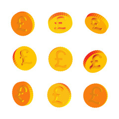 Golden Coins with Pound Symbols