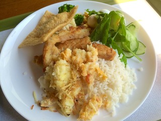 A plate with varied food