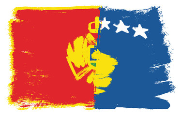 Montenegro Flag & Kosovo Flag Vector Hand Painted with Rounded Brush