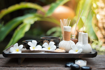 Thai spa massage compress balls and salt spa objects