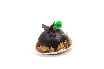 Chocolate exclusive dessert cake isolated on the white