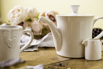 drop of tea coffee from a tea pot 