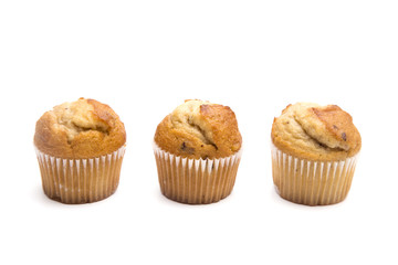 Classic Banana Nut Muffins on a White Background