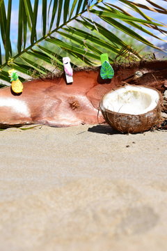 coconut on the beach background