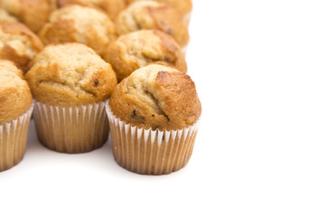 Classic Banana Nut Muffins on a White Background