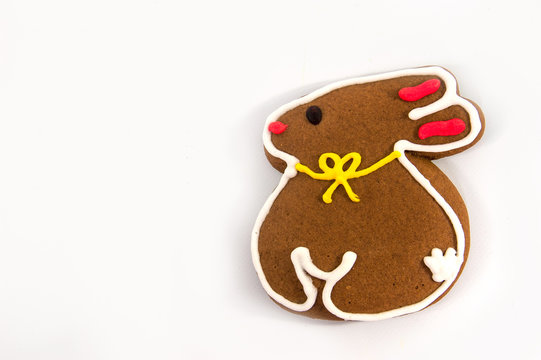 Easter ginger rabbit. Close-up. Celebration
