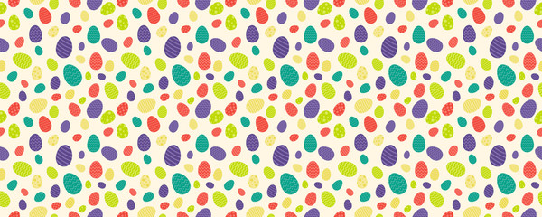 Design of Easter wrapping paper with colorful eggs - seamless background. Vector.