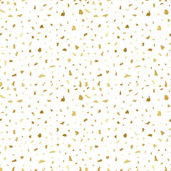 Vector gold terrazzo floor seamless pattern. Fashion marble abstract background.