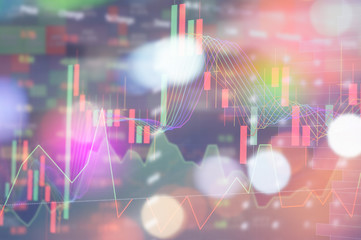 Stock market digital graph chart on LED display concept. A large display of daily stock market price and quotation. Indicator financial forex trade education background.