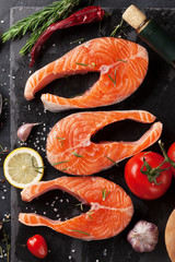 Raw salmon fish fillet