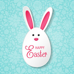 Happy Easter - card with funny egg with rabbit ears. Vector.