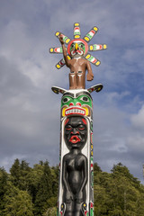 old traditional wooden totem masks