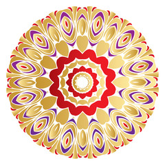 Floral Gold and Red Round Ornament