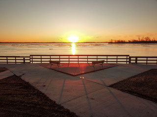 Wyandotte, Michigan Sunrise on Park Bench