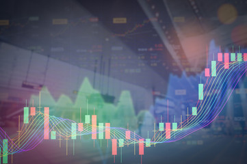 Stock market digital graph chart on LED display concept. A large display of daily stock market price and quotation. Indicator financial forex trade education background.