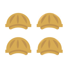 Fototapeta premium set of vector plastic construction yellow hard hat with visors isolated on white background