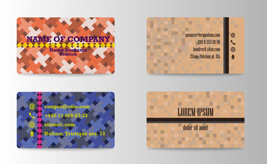 visiting card, business card set with abstract pattern. vector corporate identity template with simple logo