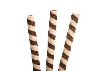 waffle sticks with chocolate isolated