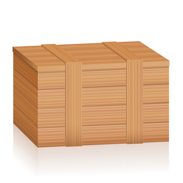 Wooden box. Tightly closed timber crate with wood texture and planks - isolated vector illustration on white background.